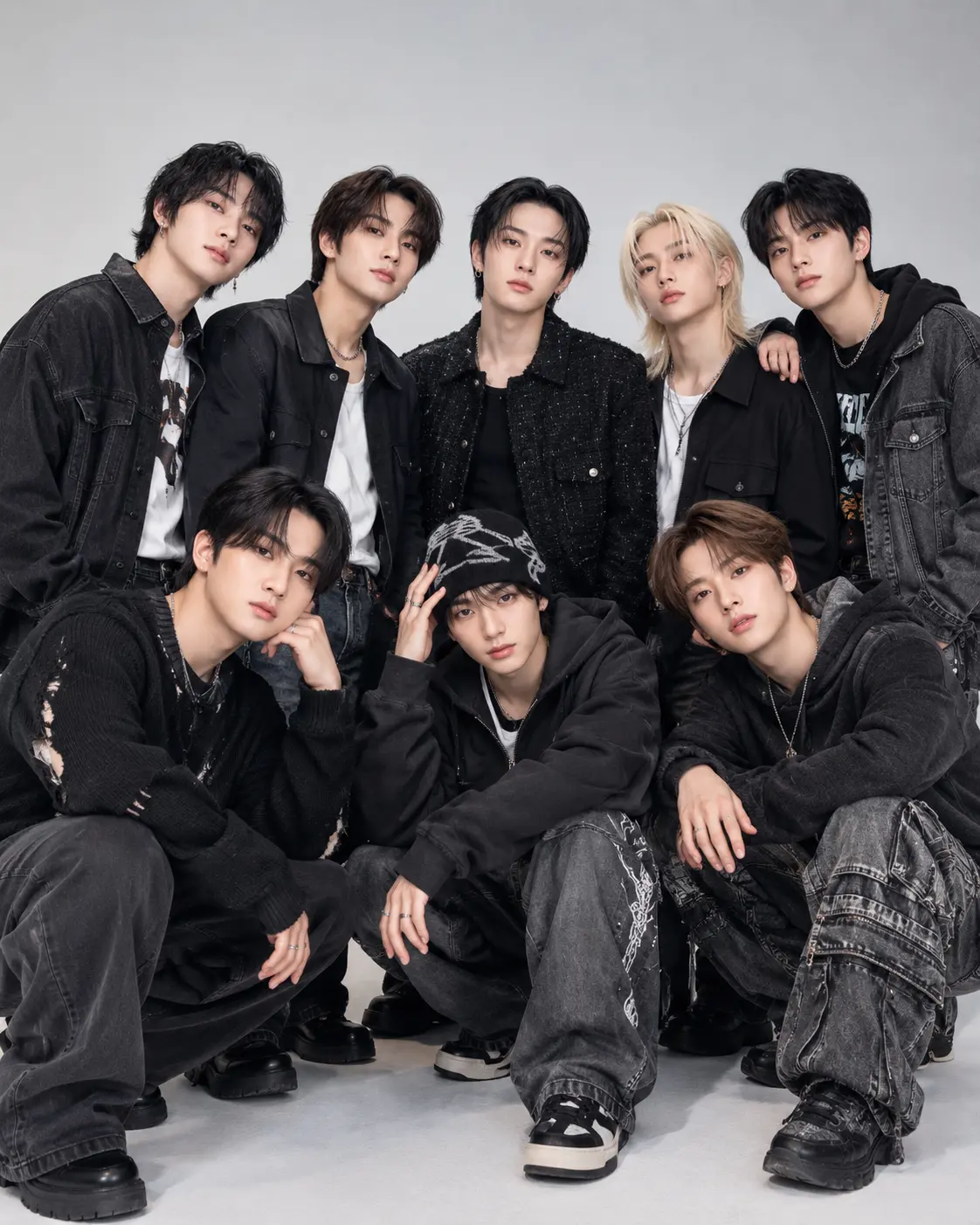 Groepsfoto van de K-popgroep Stray Kids (스트레이 키즈)