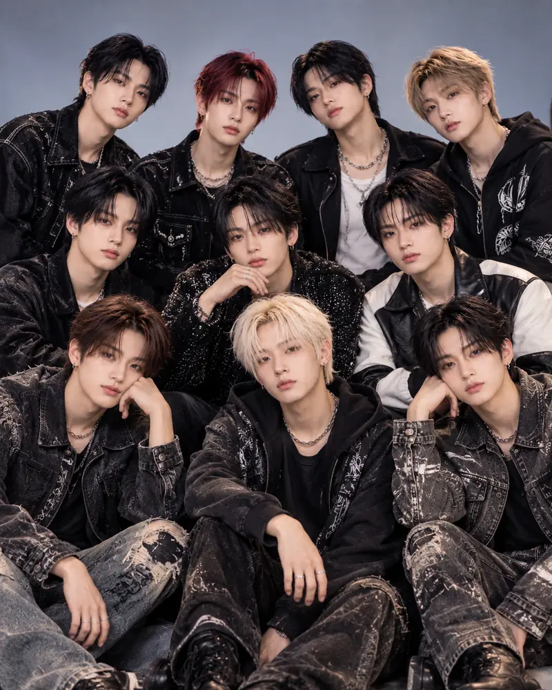 Groepsfoto van de K-popgroep TREASURE (트레저)